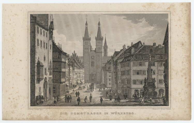 Ernst Rauch - Domstraße in Würzburg - 1837 - Stahlstich
