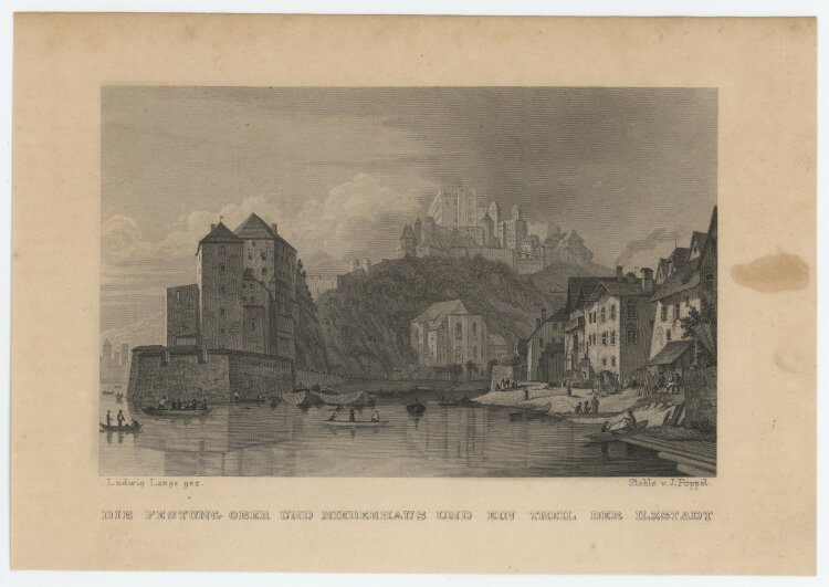 Johann Poppel - Ansicht von Passau - 1837 - Stahlstich