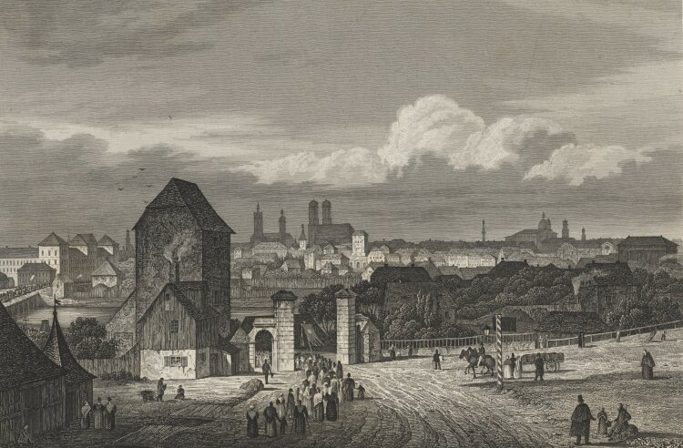 E. Grünewald - Ansicht von München - 1837 - Stahlstich