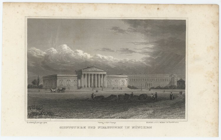G. A. Müller - Pinakothek in München - 1837 - Stahlstich