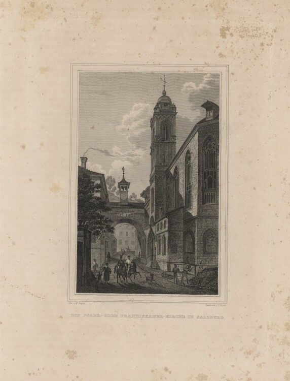 C. Rosée - Franziskaner Kirche Salzburg - 1837 - Stahlstich