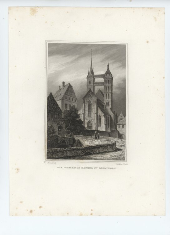 Johann Poppel - Dionysos Kirche Esslingen - 1837 - Stahlstich