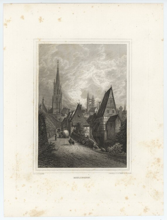 G. A. Müller - Esslingen Stadtansicht - 1837 - Stahlstich