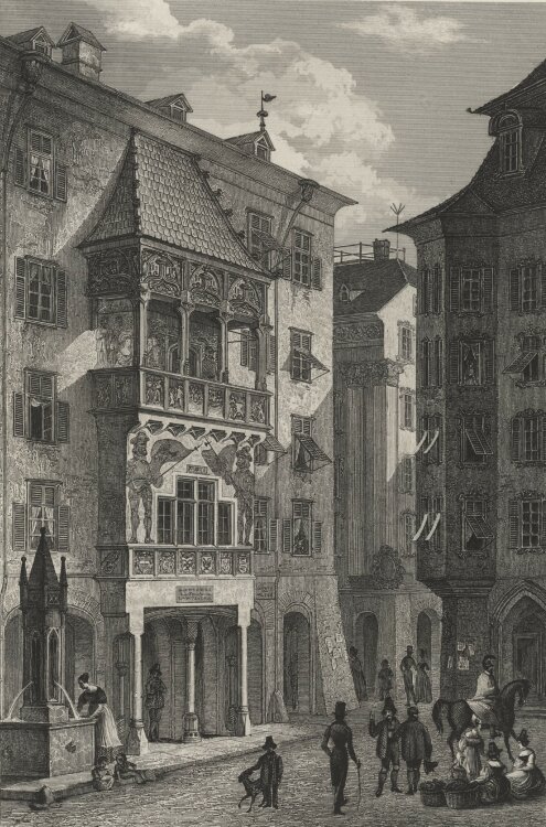 Emil Höfer - Goldenes Dachl in Innsbruck - 1837 - Stahlstich