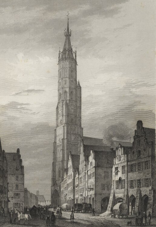 C. F. - Martinskirche Landshut - 1837 - Stahlstich