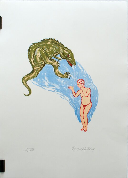 Silvia Quandt - Badende mit T-Rex - 2004 - Lithografie