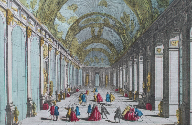 unbekannt - Versalicarum Aedium Major Porticus/ La Grande Gallerie de Versailles - o.J. - colorierter Kupferstich