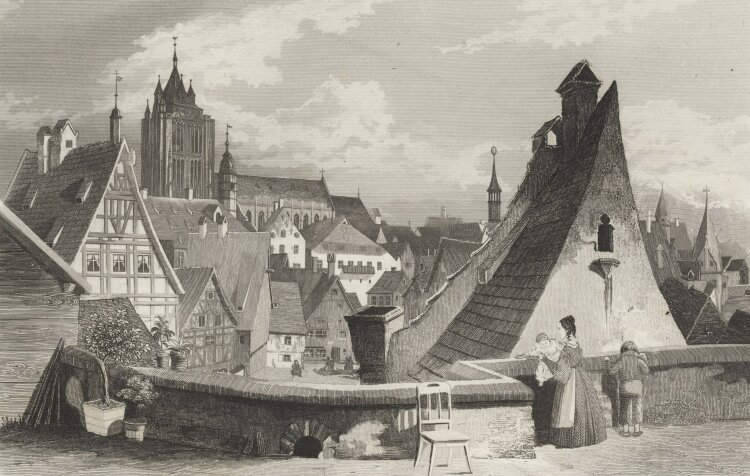 C. W. - Stadtansicht Ulm - 1837 - Stahlstich