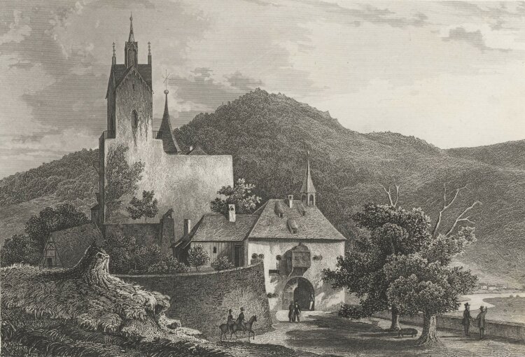 H. Emden - Schloss Eberstein Baden Baden - 1837 - Stahlstich