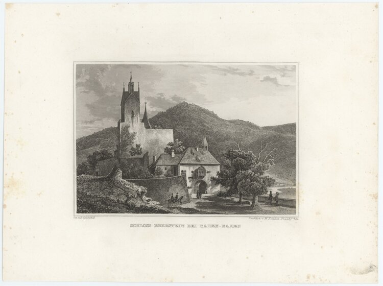 H. Emden - Schloss Eberstein Baden Baden - 1837 - Stahlstich