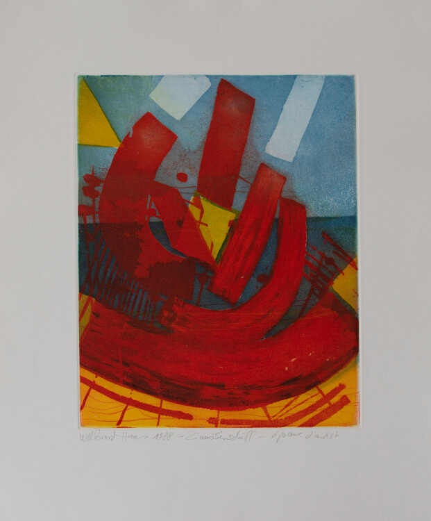 Willibrord Haas - Zinoberschiff - 1988 - Farbradierung