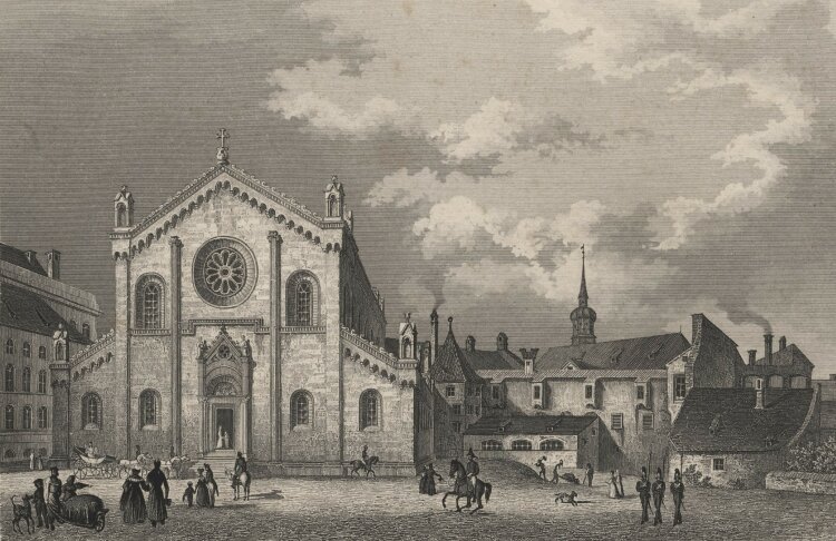 Emil Höfer - Allerheiligenkirche München - 1837 - Stahlstich