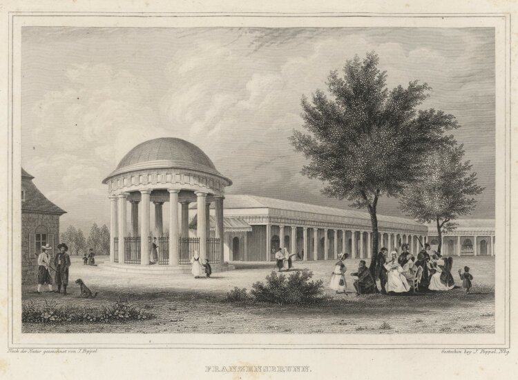 Johann Poppel - Franzensbrunn Pavillon - 1837 - Stahlstich