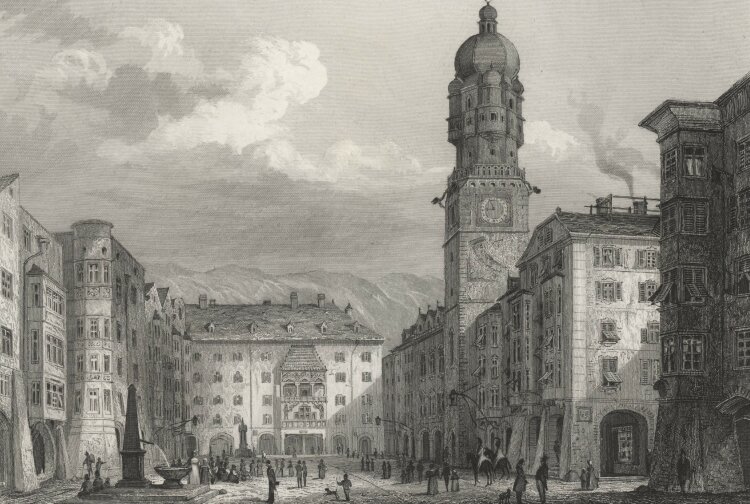 H.W. - Der Marktplatz in Innbruck - 1837 - Stahlstich
