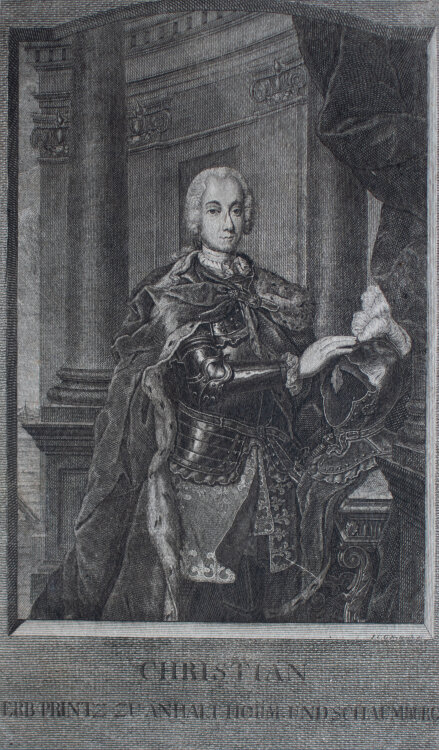 Johann Christian Gottfried Fritzsch - Porträt Prinz Christian zu Anhalt Houm und Schaumburg - o.J. - Radierung
