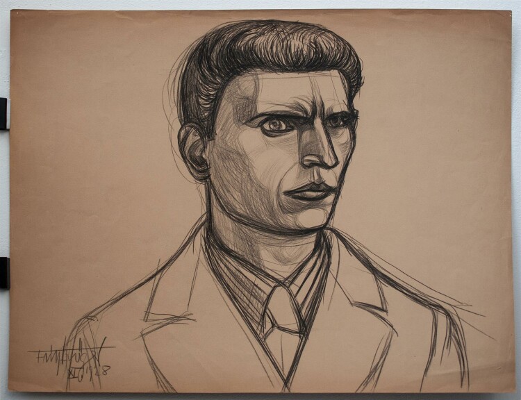 Fritz Tröger - Männliches Porträt - Zeichnung - 1928