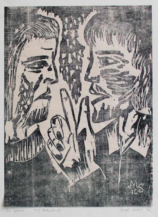 Margot Schubert - Das Gespräch - 1976 - Holzschnitt