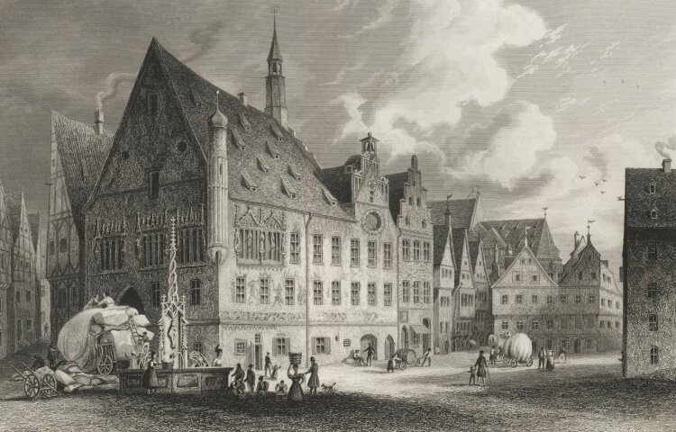 Johann Poppel - Rathaus in Ulm - 1837 - Stahlstich