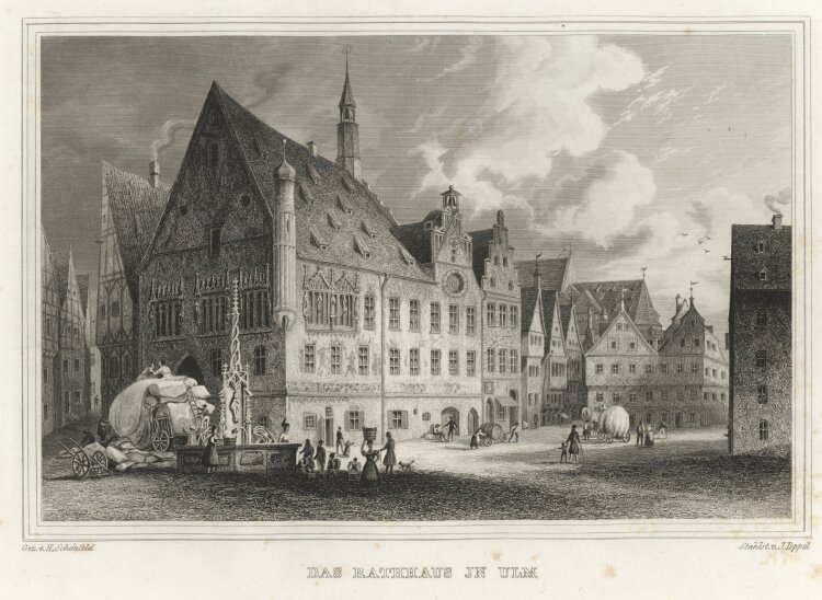 Johann Poppel - Rathaus in Ulm - 1837 - Stahlstich