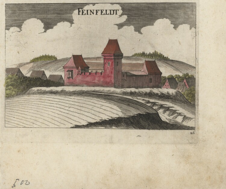 Georg Matthäus Vischer - Veste Feinfeld - 1672 - kolorierter Kupferstich