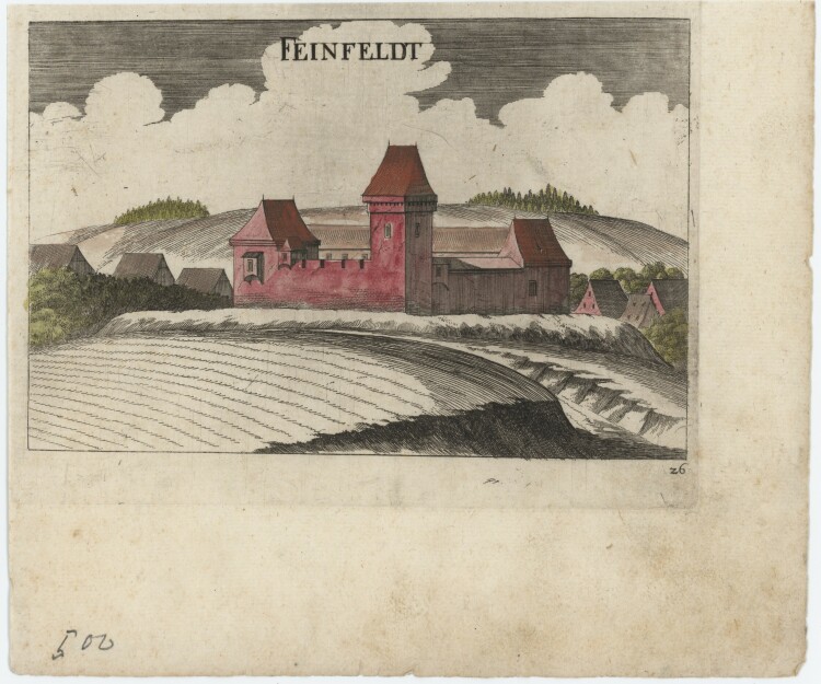 Georg Matthäus Vischer - Veste Feinfeld - 1672 - kolorierter Kupferstich