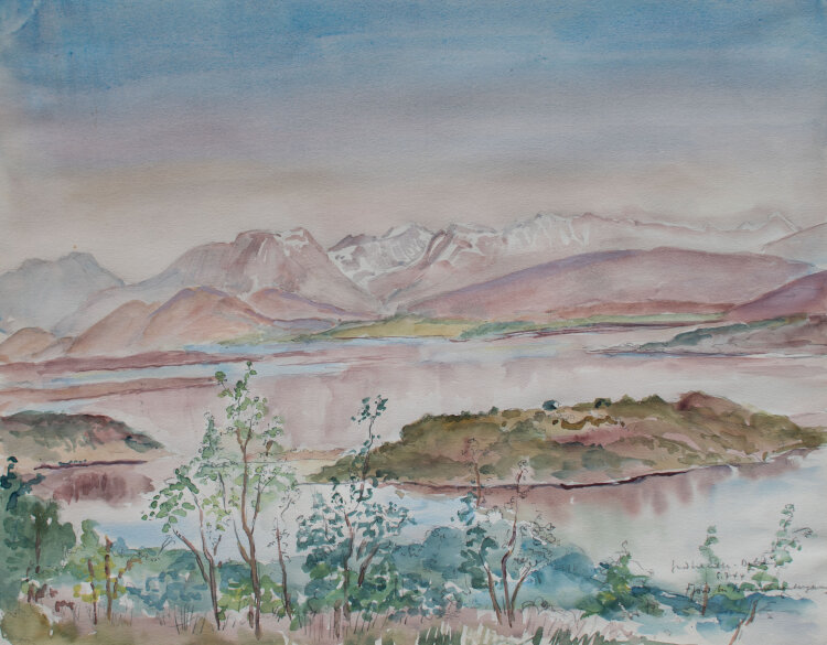 Gerhard Schulte-Dahling -  Fjord bei Sonnenuntergang - 1944 - Aquarell