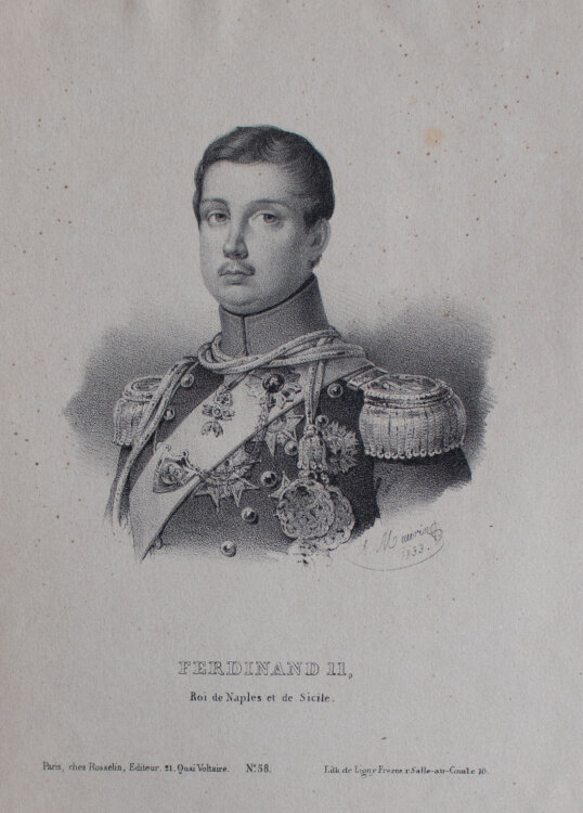 Antoine Maurin - Porträt Ferdinand II. (1810 - 1859) - 1833 - Lithografie