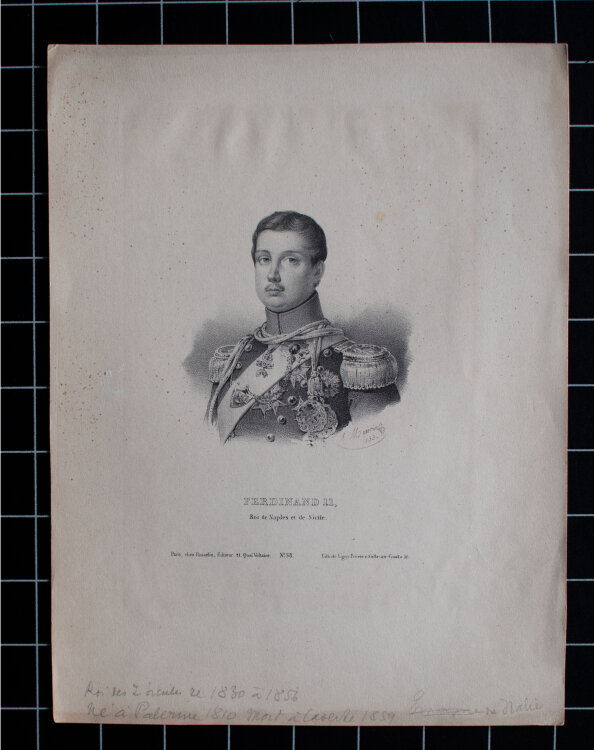 Antoine Maurin - Porträt Ferdinand II. (1810 - 1859) - 1833 - Lithografie