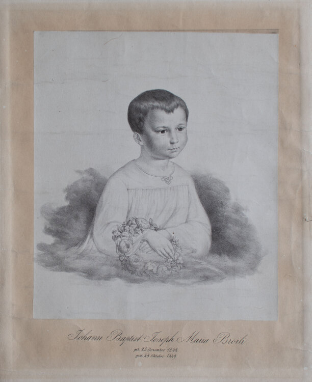 Unbekannt - Kinderporträt Johann Baptist Josepg Maria Broili - o.J. - Lithografie