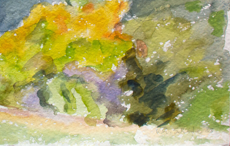 Karlheinz Schäfer - Hügellandschaft - 1983 - Aquarell