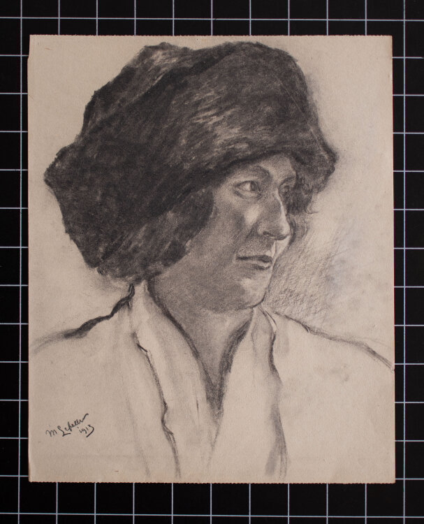 Max Lefeber - Porträt einer Frau mit Mütze - 1913 - Kohlezeichnung