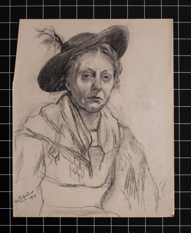 Max Lefeber - Porträt einer Frau mit Hut und...