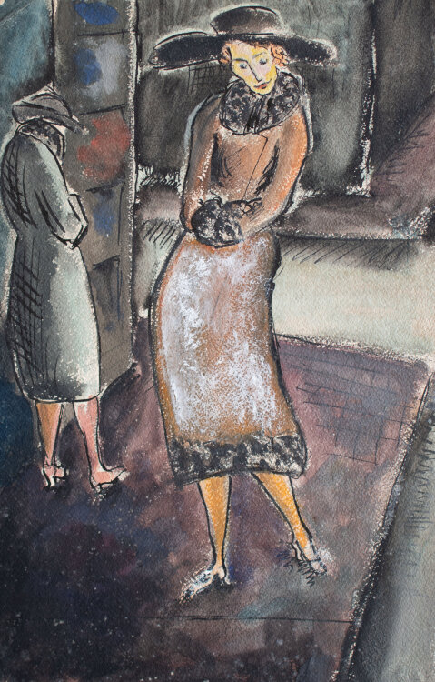 Gerhard Schulte-Dahling - Frau auf der Straße - 1925 - Aquarell