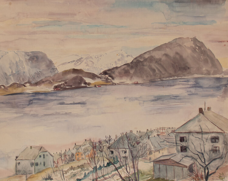 Gerhard Schulte-Dahling - Blick auf Hessa bei Ålesund in Norwegen - 1941 - Aquarell