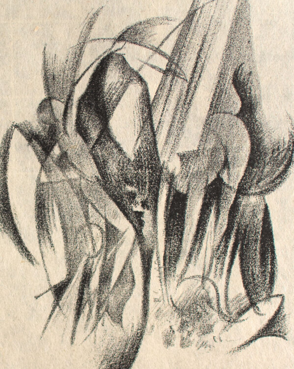 Monogrammist K.M - Pferd mit Akt - o.J. - Lithografie