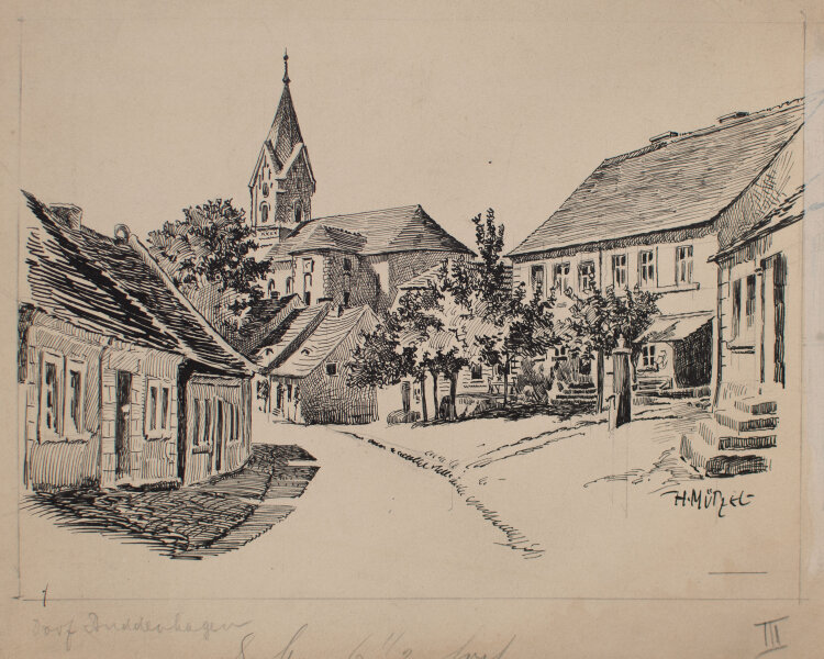 Hans Mützel - Dorf Buddenhagen - o.J. - Tusche
