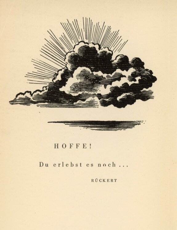Uli Huber - Grußkarte mit Wolken - 1947 - Holzstich