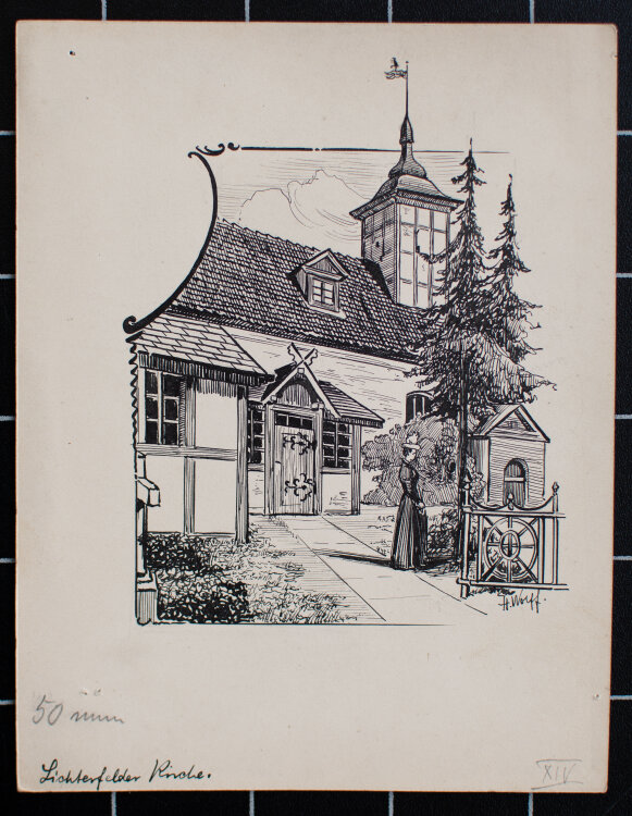 Heinrich Wollf - Lichterfelde Kirche - o.J. - Tusche