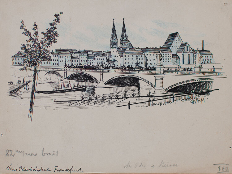 Heinrich Wollf - Neue Oderbrücke in Frankfurt - o.J. - Tusche
