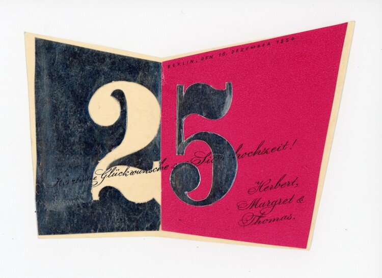 unbekannt - Grußkarte mit Zahl - 1954 - Collage