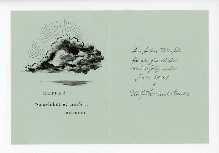 Uli Huber - Grußkarte mit Wolken - 1947 - Tusche