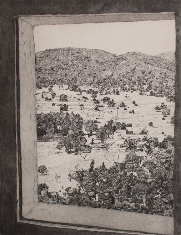 unleserlich signiert - Landschaft mit dem Baum - 1975 - Radierung