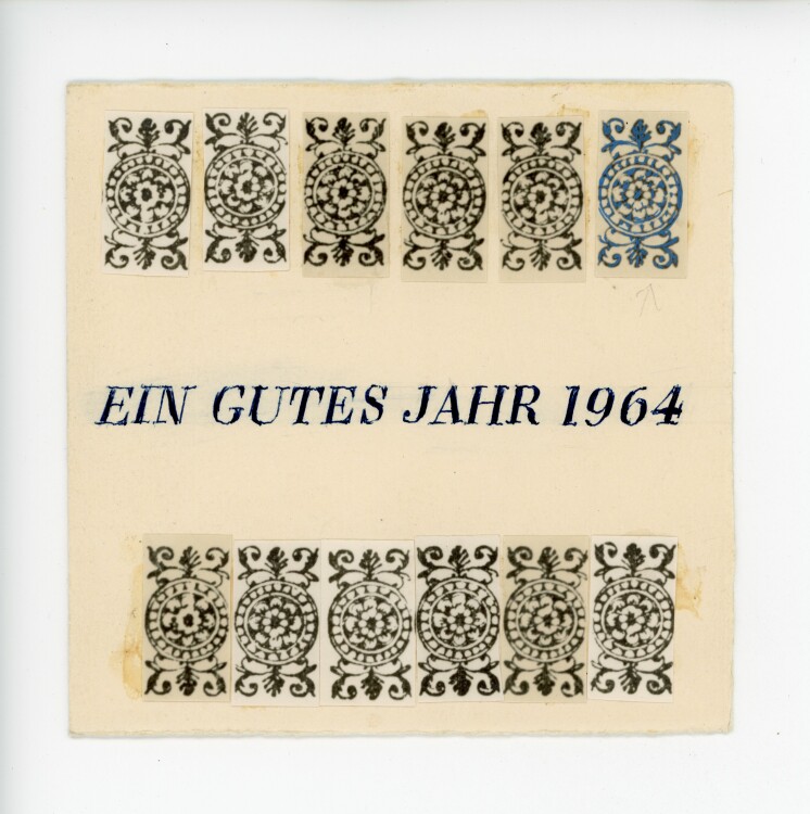 unbekannt - Grußkarte mit Ornament - 1964 - Mischtechnik