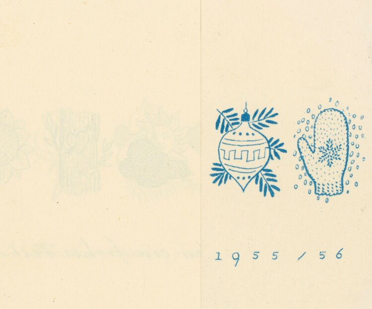 Uli Huber - Grußkarte Weihnachten Neujahr - 1955 - Siebdruck
