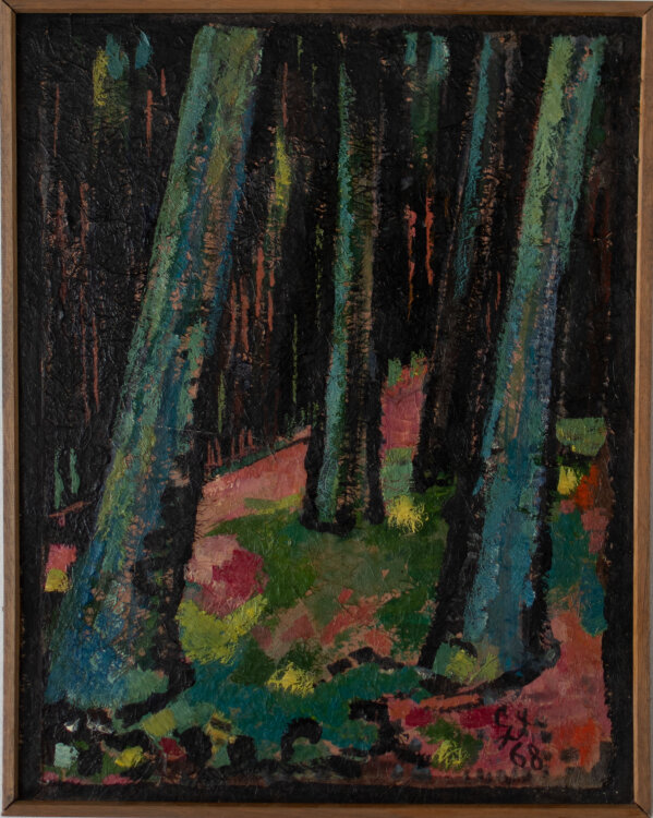 Gerhard Schulte-Dahling - Blick in einen Wald - 1968 - Mischtechnik