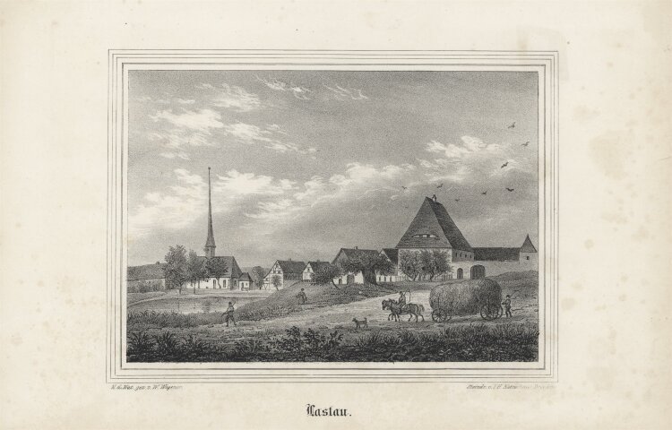 W. Wegener - Lastau - um 1840 - Lithografie