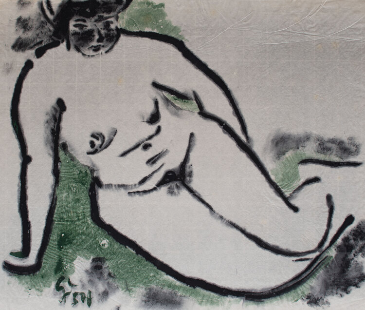 Gerhard Schulte-Dahling - liegender Frauenakt - 1957 - Aquarell