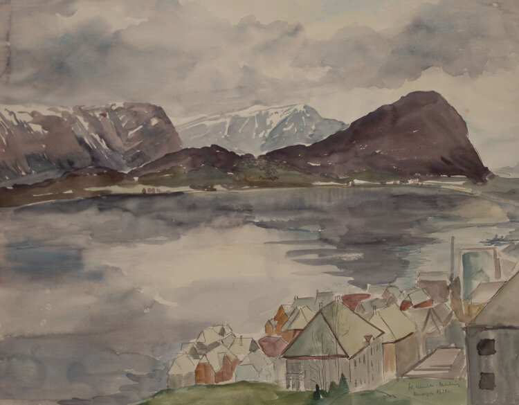 Gerhard Schulte-Dahling - Ålesund Blick zum Aksla - 1944 - Aquarell