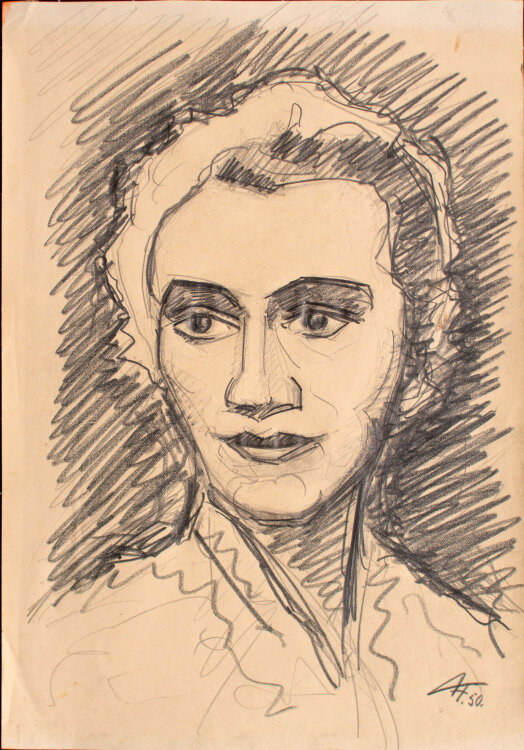 Fritz Hellmich - Frauenbildnis - 1950 - Zeichnung