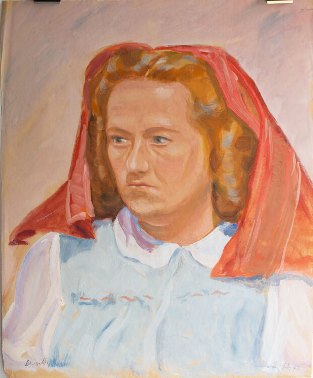 Fritz Hellmich - Frauenporträt, Brigitte - 1943 - Öl auf Papier